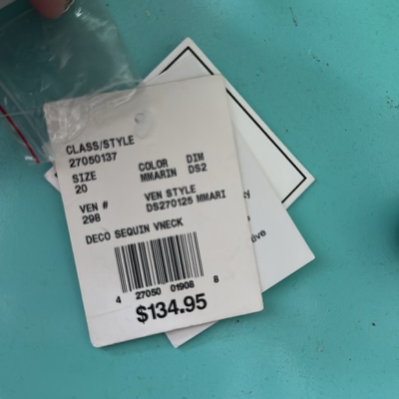 David’s Bridal DB Studio size 20 formal dress/gown Navy w/ Silver Sequins - Picture 6 of 6